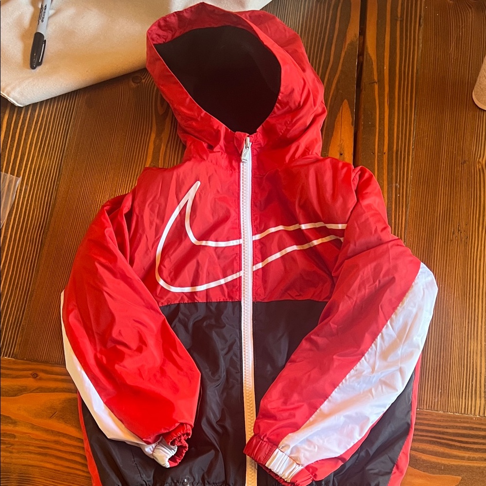 Nike Red, Black & White Kids' Hooded Windbreaker